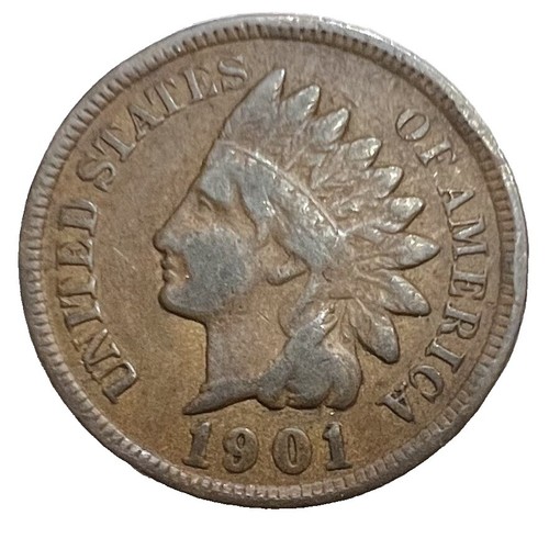 1901 Indian Head penny FS-301 repunched date showing doubled 01 digits under magnification
