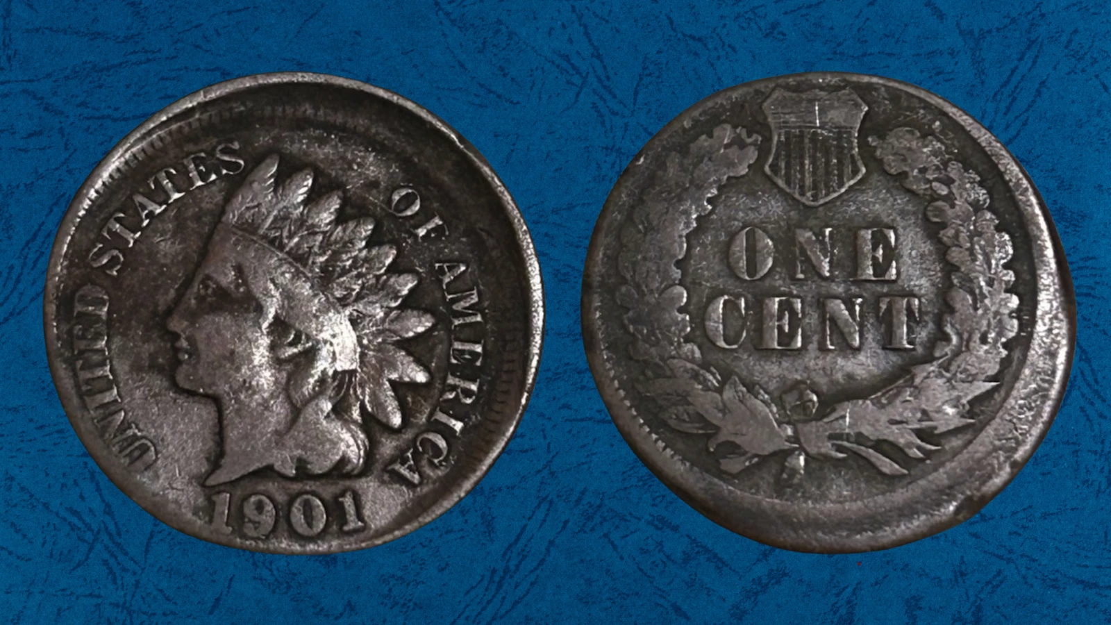 1901 Indian Head penny wrong planchet error showing the coin struck on an undersized or off-metal blank